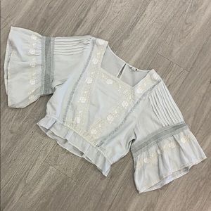 AEO embroidered gauzy peplum top